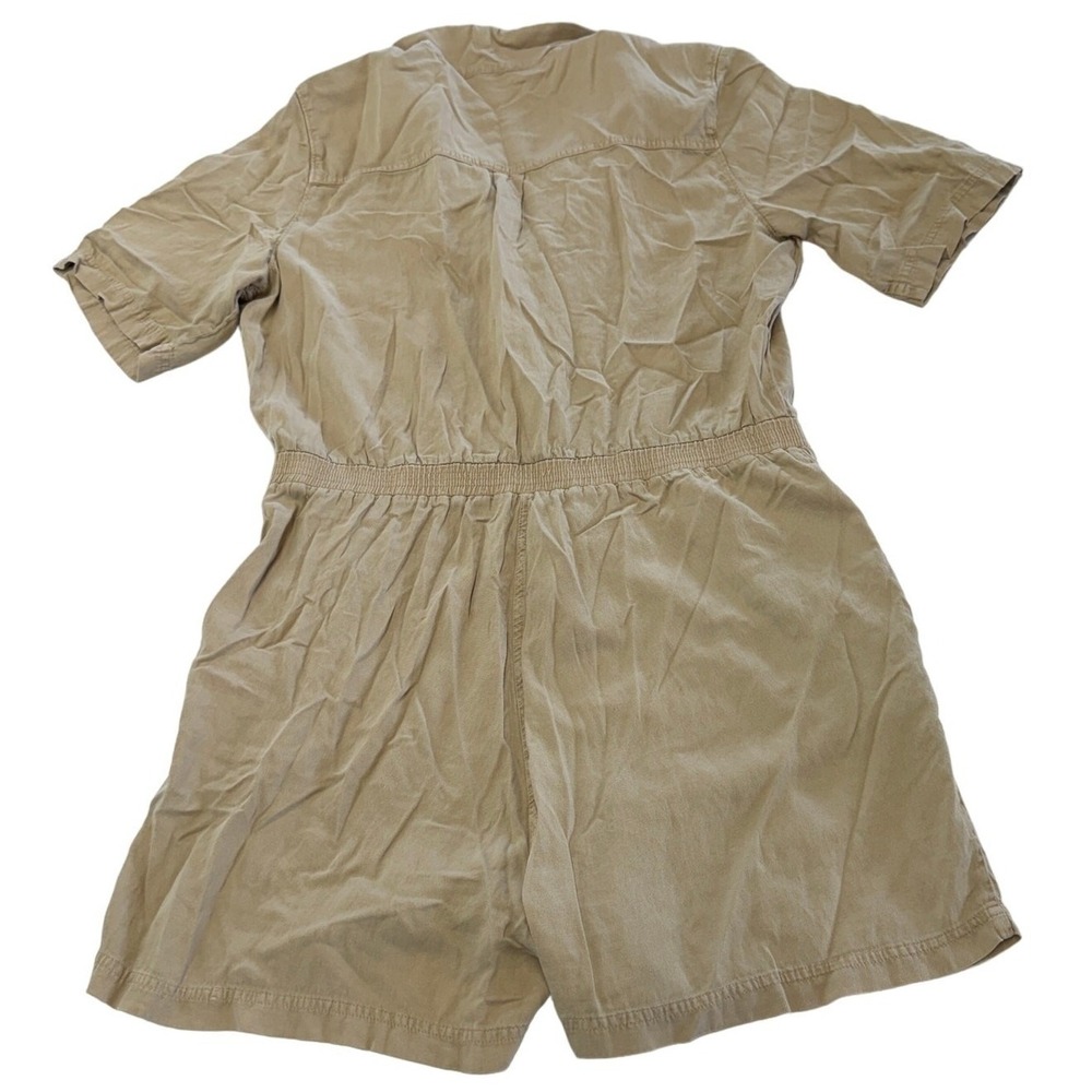 Faherty Romper Women XL Tan Arlie Linen Blend Short Sleeve Utility Linen Blend‎ - Picture 5 of 11